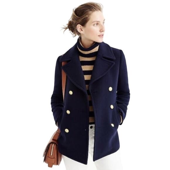 J. Crew Majesty Nello Gori Peacoat Wool Jacket Gold Button Navy Blue NWT P6 - Picture 1 of 8